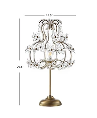 Clara 20.5" Crystal Flower Beaded Girandole, Acrylic Led Table Lamp
