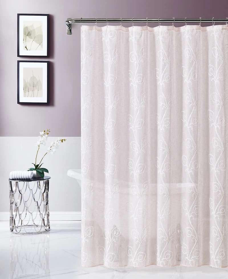 Dainty Home Stella Chenille Embroidederd Shower Curtain, 70" x 72"