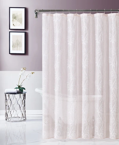 Dainty Home Stella Chenille Embroidederd Shower Curtain, 70" x 72"