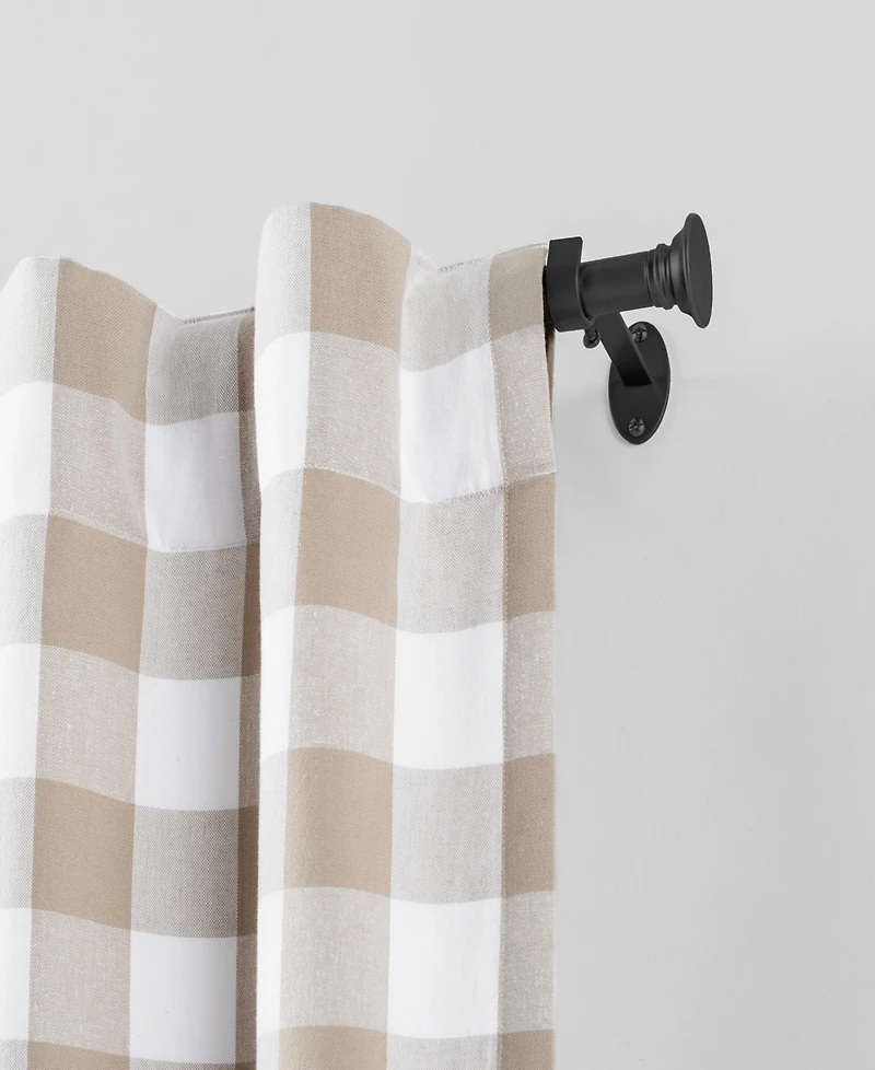 Elrene Home Fashions Shaker 0.75" Diameter Adjustable Curtain Rod Set with Minamilist Cap Finials