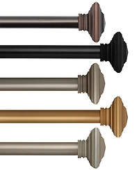 Florence Adjustable 28"-48" Curtain Rod With Stacked Square Finials