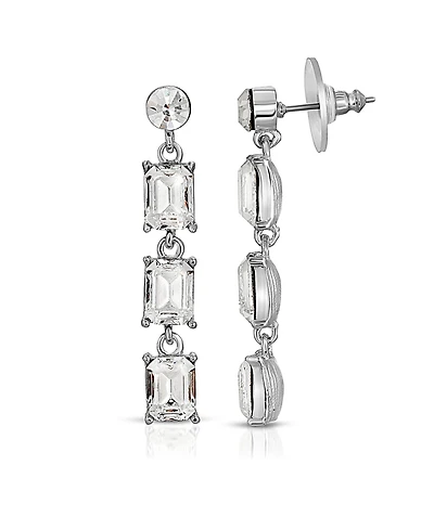 2028 Silver-Tone Post Drop Earrings Made with Crystals