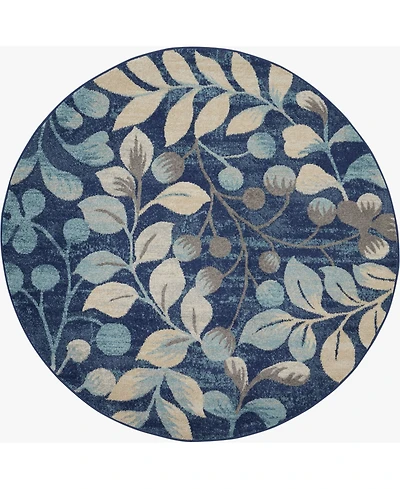 Long Street Looms Peace PEA03 Navy 5'3" Round Area Rug