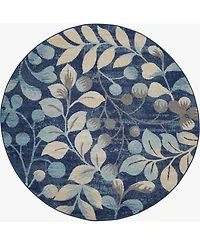 Long Street Looms Peace PEA03 Navy 5'3" Round Area Rug