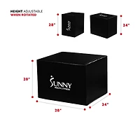 Sunny Health & Fitness Plyo Box Jump Platform with Adjustable Heights 20"/24"/28" and Shock Absorbing Foam Cover, 3-in-1 Plyometric Jump Box