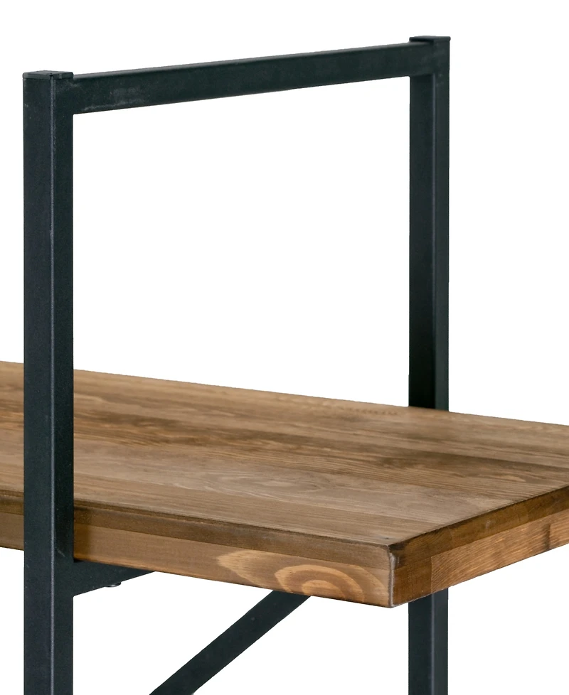 Glamour Home Ailis 56" Pine Wood Metal Frame Etagere Three Wide Shelf Bookcase Media Center