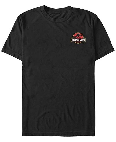 Fifth Sun Jurassic Park Men's Logo Red Yellow Pocket Short Sleeve T-Shirt