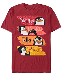 Fifth Sun Madagascar Men's Penguin Character Stack Up Short Sleeve T-Shirt