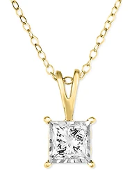 TruMiracle Diamond Princess 18" Pendant Necklace (1/2 ct. t.w.) in 14k White, Yellow, or Rose Gold