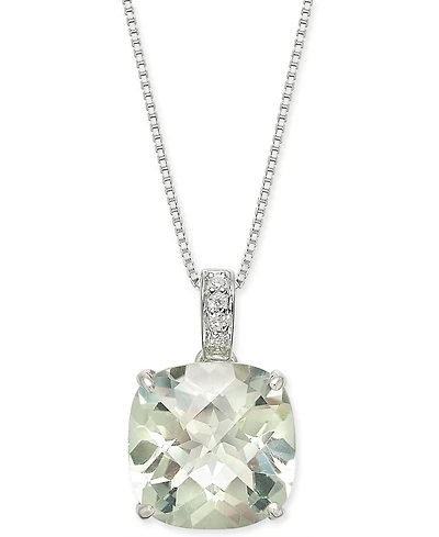 Mint Quartz (6-1/4 ct. t.w.) & White Topaz (1/20 ct. t.w.) 18" Pendant Necklace in Sterling Silver