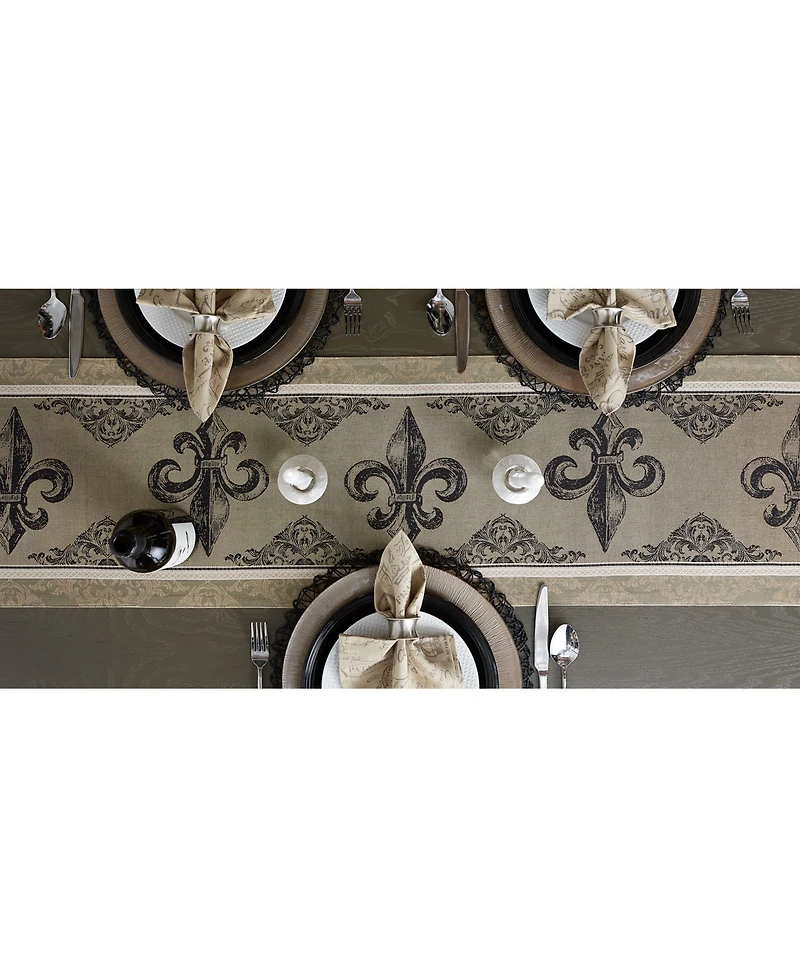 Design Imports Fleur De Lis Stripe Jacquard Table Runner