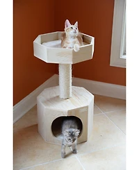 Armarkat Premium Scots Pine 29-Inch Real Wood Cat Tree with Perch and Condo