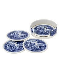 Spode Blue Italian 5-Piece Ceramic Coaster Set