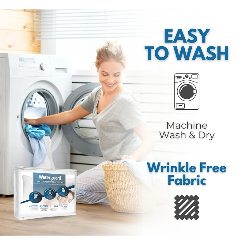 Waterguard Quilted Waterproof and Hypoallergenic Pillow Covers - King Size - 4 Pack