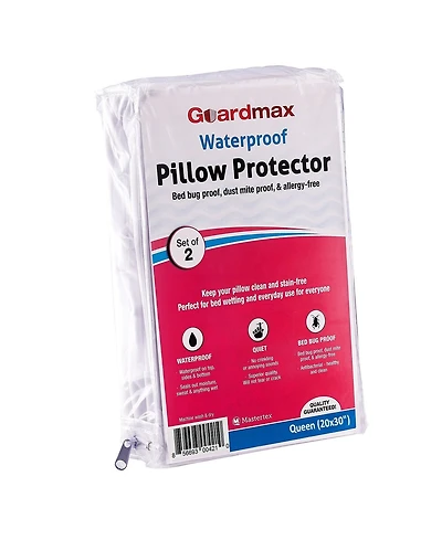 Waterproof Zippered Pillow Protector - Queen Size - 2 Pack