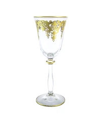 Classic Touch Wine Glass with Rich 24K Gold Artwork, Set of 6