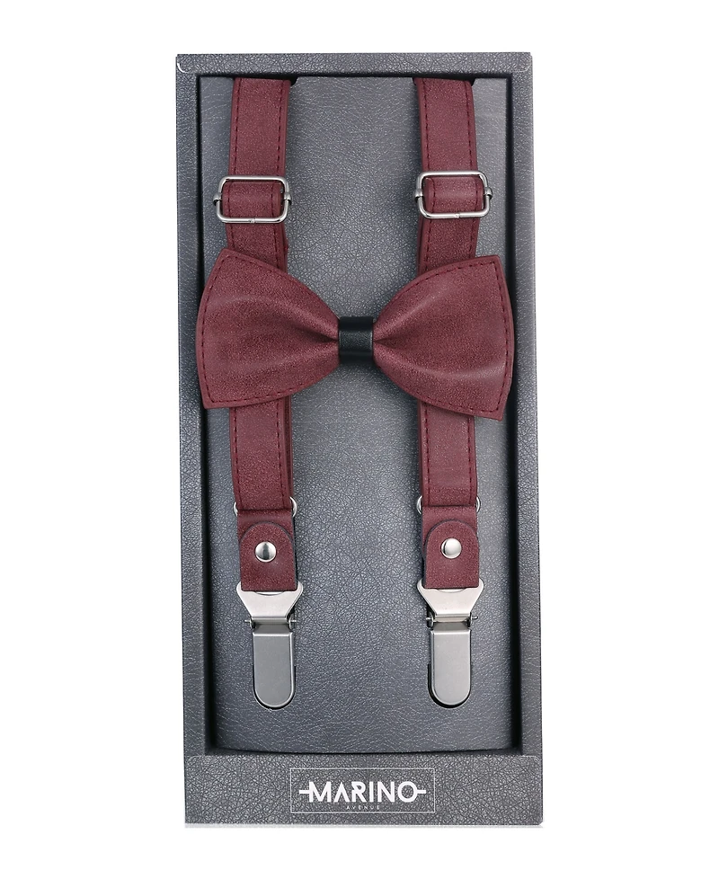 Mio Marino Men's Suede Y-Back Suspenders Bow Tie Set