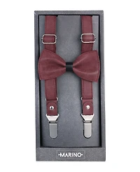 Mio Marino Men's Suede Y-Back Suspenders Bow Tie Set