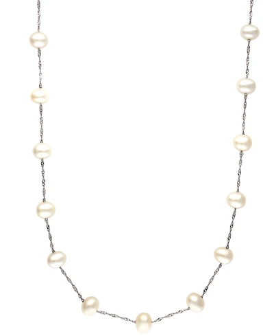 Effy Cultured Freshwater Pearl Station 18" Necklace 14k Gold (5-1/2mm)