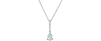 Aquamarine (7/8 ct. t.w.) & Diamond (1/20 ct. t.w.) 18" Pendant Necklace in 14k White Gold