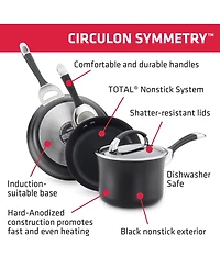 Circulon Symmetry Hard-Anodized Nonstick Induction Casserole Pan with Lid, 5.5-Quart, Black