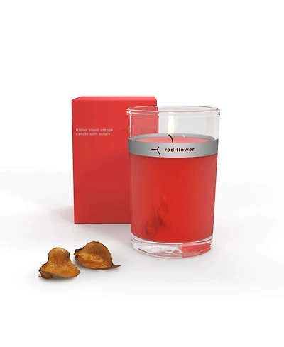 Red Flower Italian Blood Orange Petal Topped Candle, 6 oz