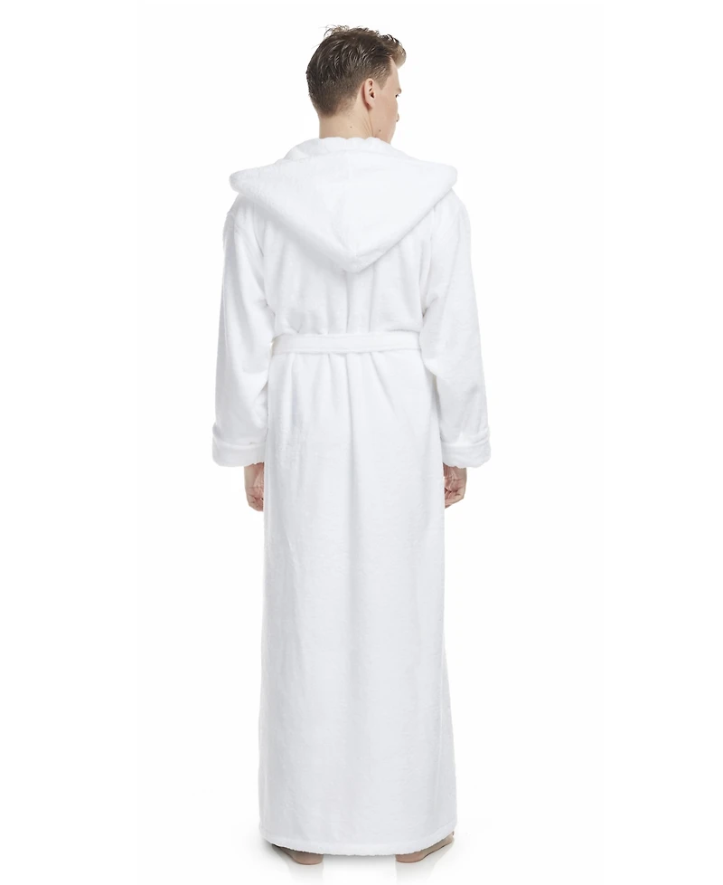 Arus Men's Thick Full Ankle Length Hooded Turkish Cotton Bathrobe