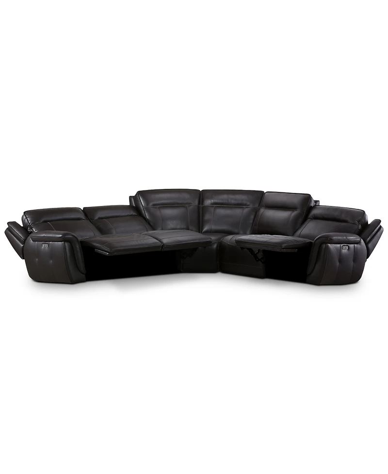 Lenardo 5-Pc. Leather Sectional with Power Motion Recliners