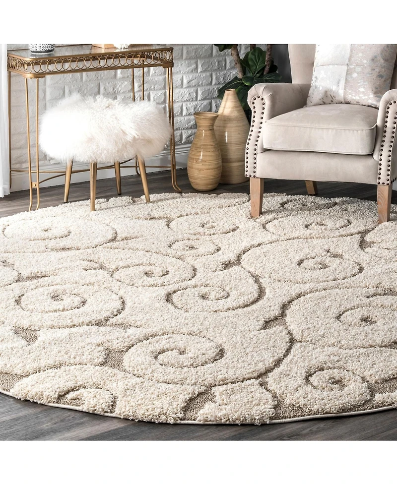 nuLoom Pattern Shag Vine Swirls Maisha 5'3" x 7'6" Area Rug