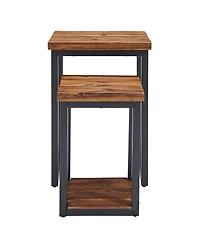 Alaterre Furniture Claremont Rustic Wood Nesting End Tables Set