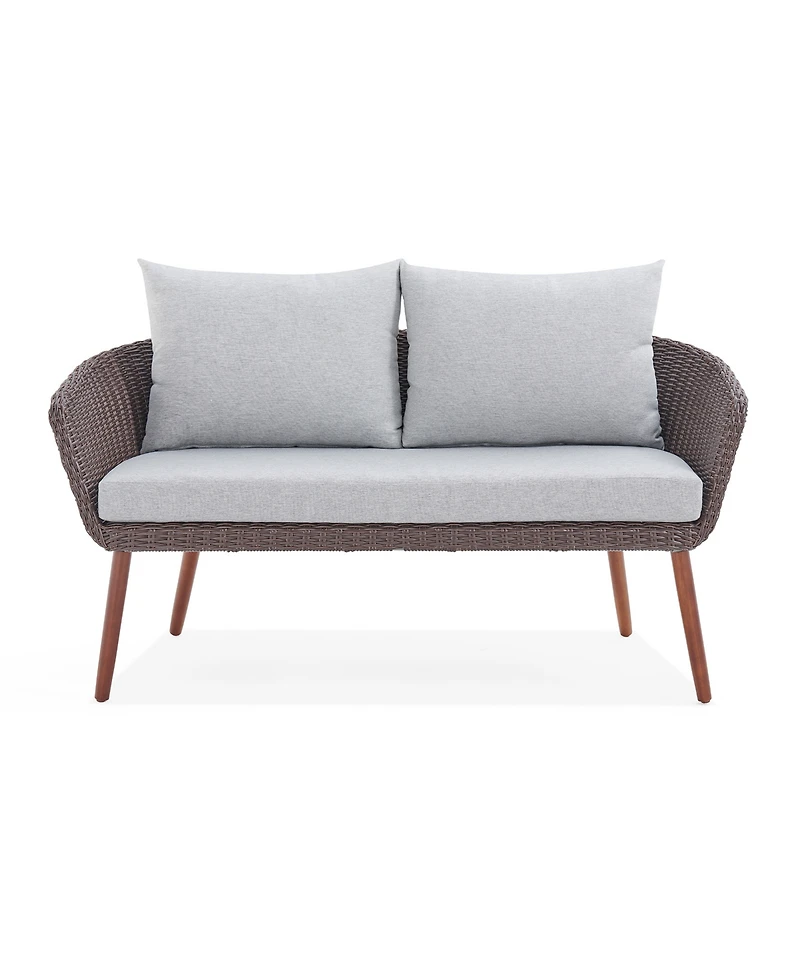 Alaterre Furniture Athens All-Weather Wicker Seat Outdoor Bench with Cushions