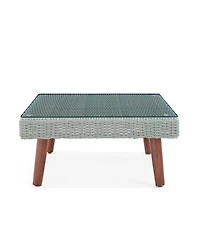 Alaterre Furniture Albany All-Weather Wicker Outdoor Square Coffee Table with Glass Top