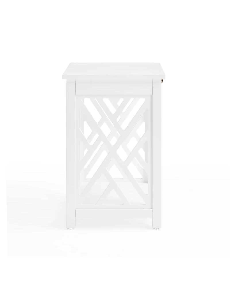 Alaterre Furniture Coventry Wood End Table with Tray Shelf and Bottom Shelf