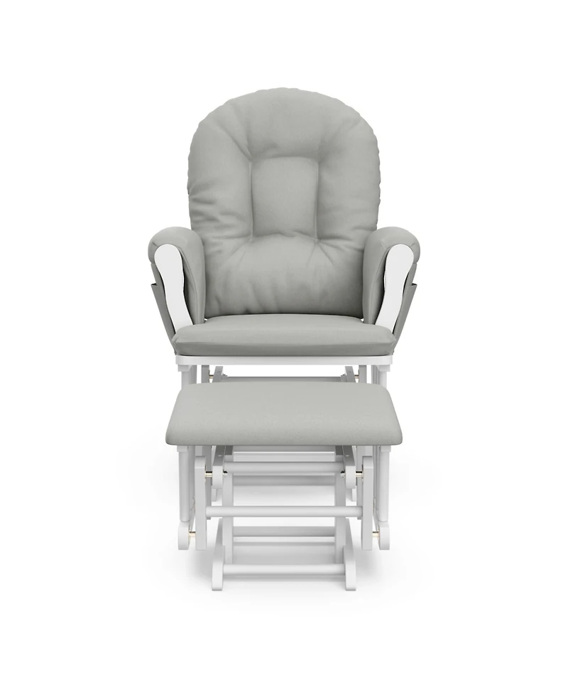 Storkcraft Hoop Glider and Ottoman - White with Pink
