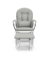 Storkcraft Hoop Glider and Ottoman - White with Pink