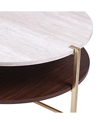 Southern Enterprises Valera Round Faux Marble Cocktail Table