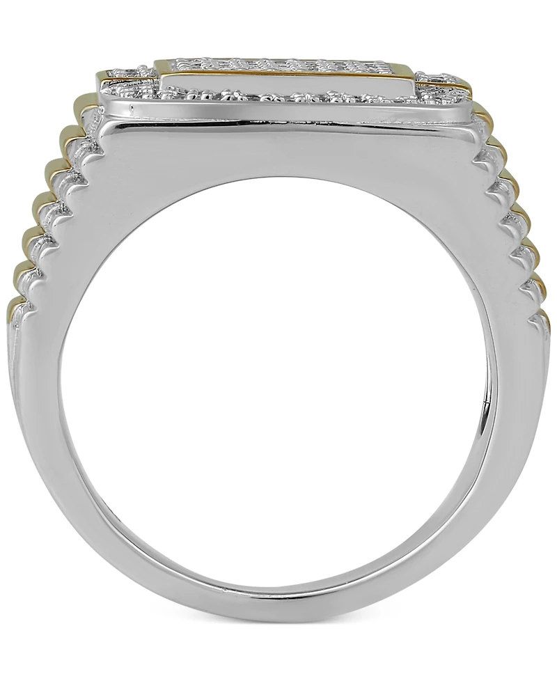 Men's Diamond Two-Tone Cluster Ring (1/2 ct. t.w.) in 18k Gold Over Silver