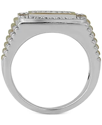Men's Diamond Two-Tone Cluster Ring (1/2 ct. t.w.) in 18k Gold Over Silver