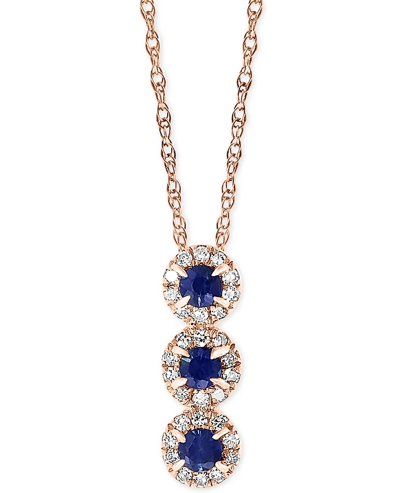 Lali Jewels Sapphire (1/6 ct. t.w.) & Diamond (1/10 18" Pendant Necklace 14k Rose Gold (Also Available Yellow or White Gold)