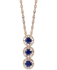 Lali Jewels Sapphire (1/6 ct. t.w.) & Diamond (1/10 18" Pendant Necklace 14k Rose Gold (Also Available Yellow or White Gold)