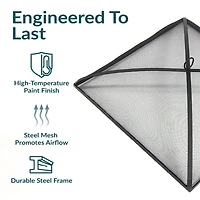 Outdoor Heavy-Duty Steel Mesh Square Easy-Opening Camp Fire Pit Spark Screen Lid