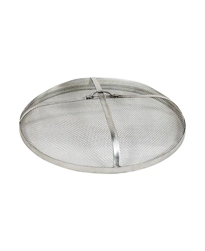 Outdoor Heavy-Duty Steel Mesh Round Camp Fire Pit Spark Screen Lid with Grabber Ring Top
