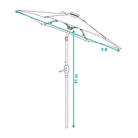 9 ft Solar Patio Umbrella with Lights, Tilt, and Crank - Beige