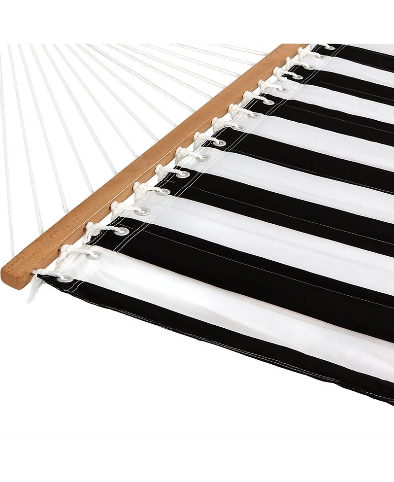 Outdoor 2-Person Quilted Fabric Hammock with Spreader Bars and Freestanding Stand