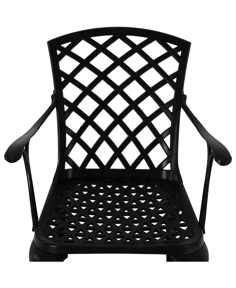 Outdoor Crossweave Design Black Cast Aluminum Patio Dining Chair, 2pk