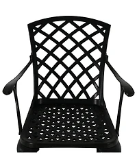Outdoor Crossweave Design Black Cast Aluminum Patio Dining Chair, 2pk