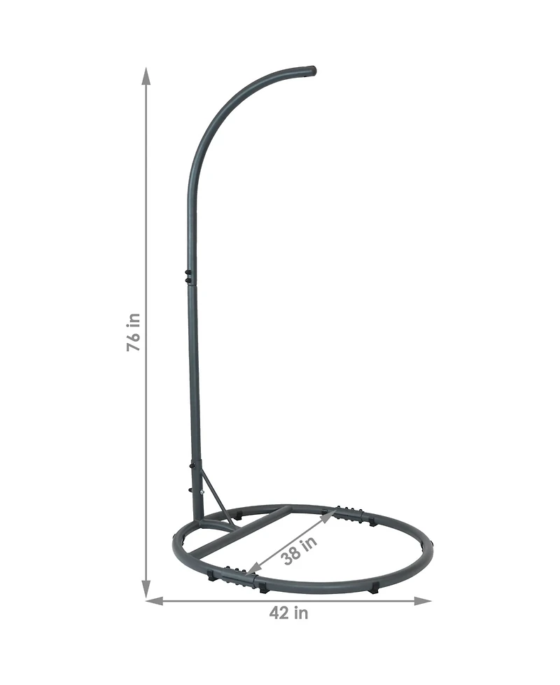 Durable Indoor/Outdoor Powder-Coated Steel Egg Chair Stand with Extra-Wide Round Base - 76" H - Black