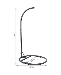 Durable Indoor/Outdoor Powder-Coated Steel Egg Chair Stand with Extra-Wide Round Base - 76" H - Black