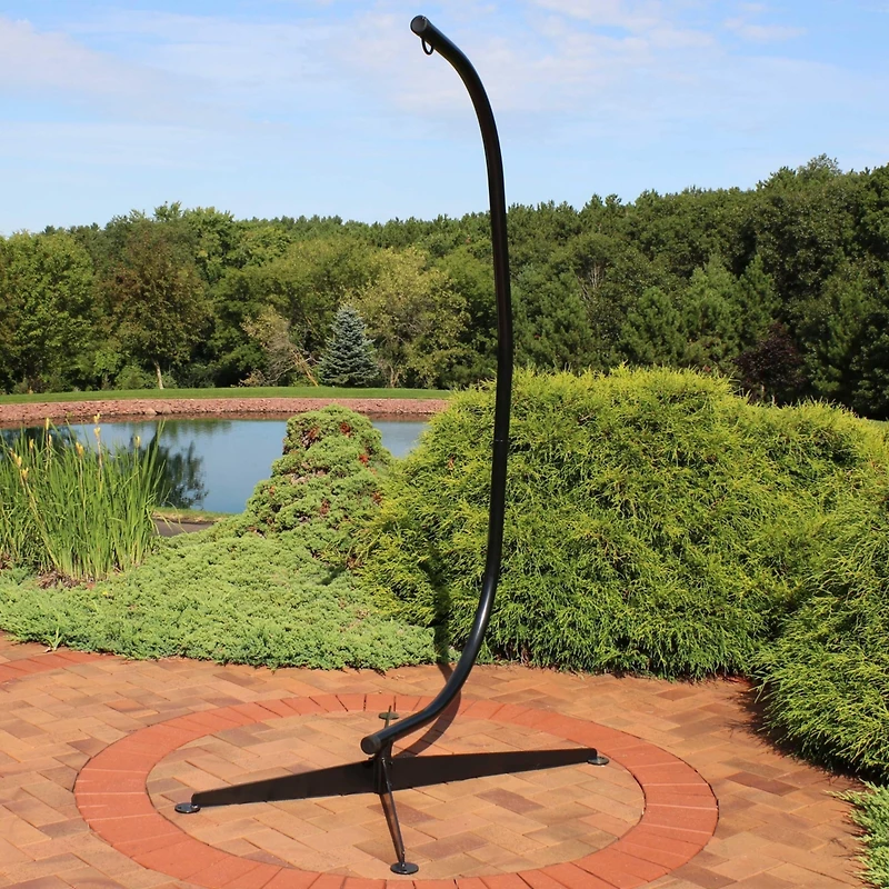 Steel C-Stand for Hanging Hammock Chair - Indoor or Outdoor Use - Durable 300-Pound Capacity - Black