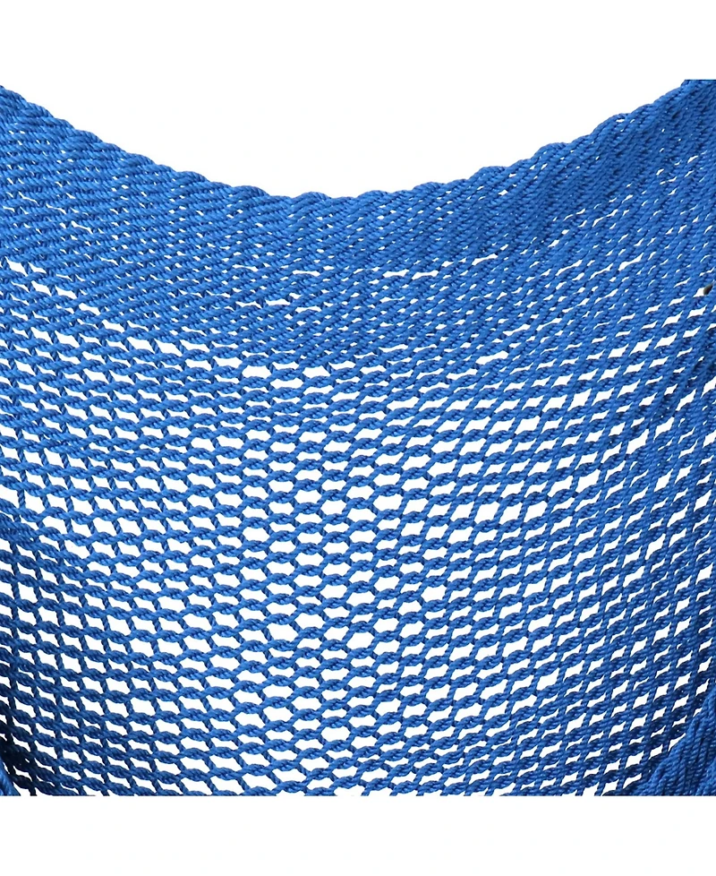 Sunnydaze Decor Caribbean Style Extra Large Hanging Rope Hammock Chair Swing with Stand - 300 lb Weight Capacity